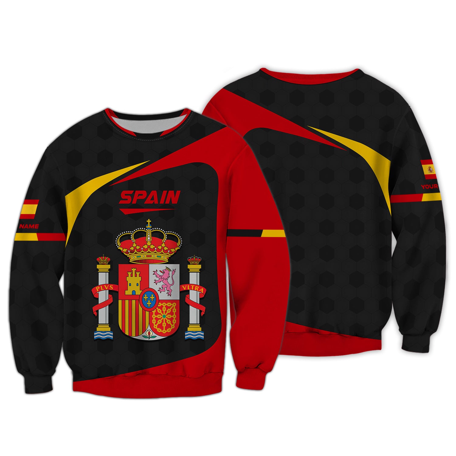 Fashion España National Flag Zipper Hoodie Spain Celebrations 3D Printing Zipper Hoodie Custom Spain Zipper Hoodie