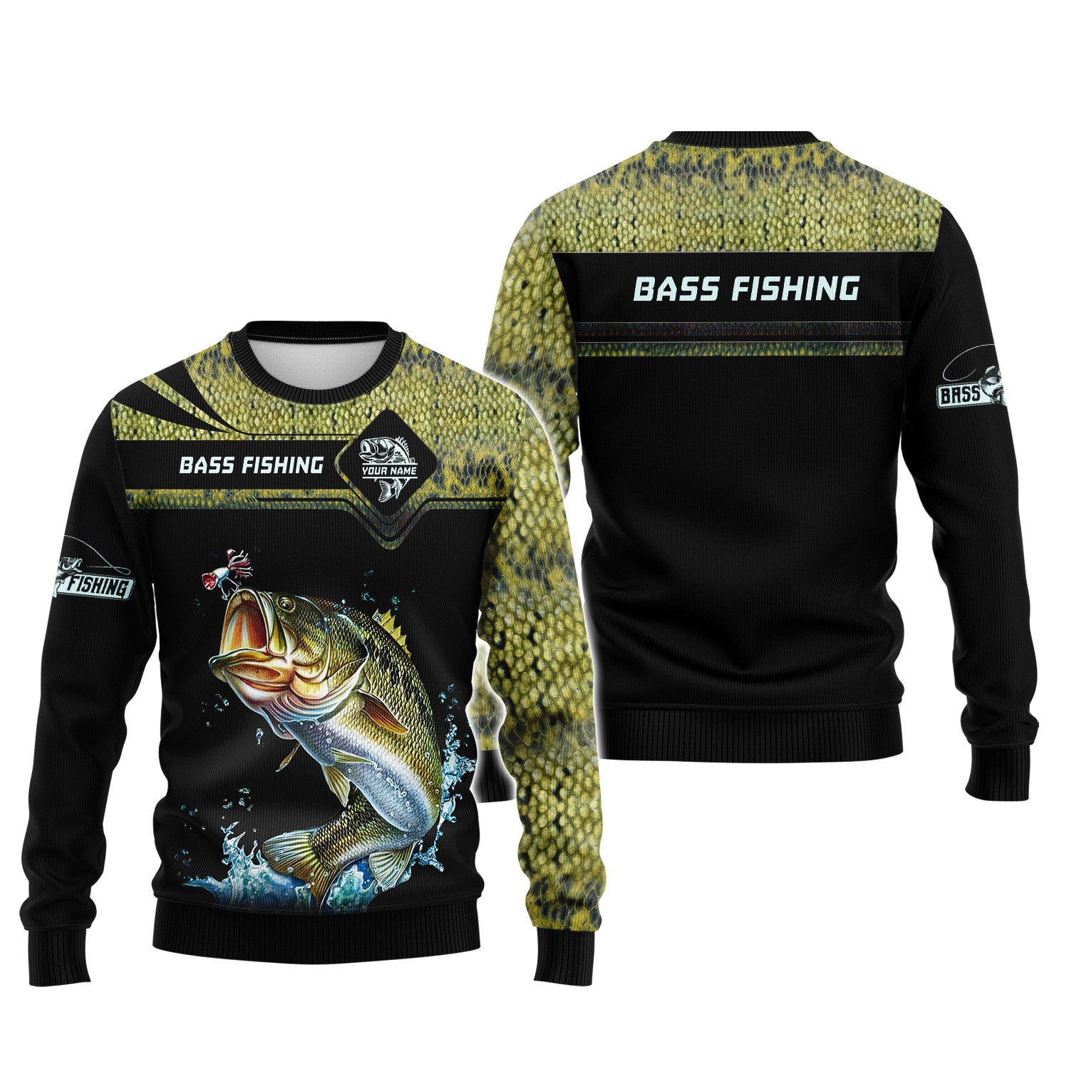 Bass Fishing Custom Name 3D Zipper Hoodie Gift For Fishing Lovers