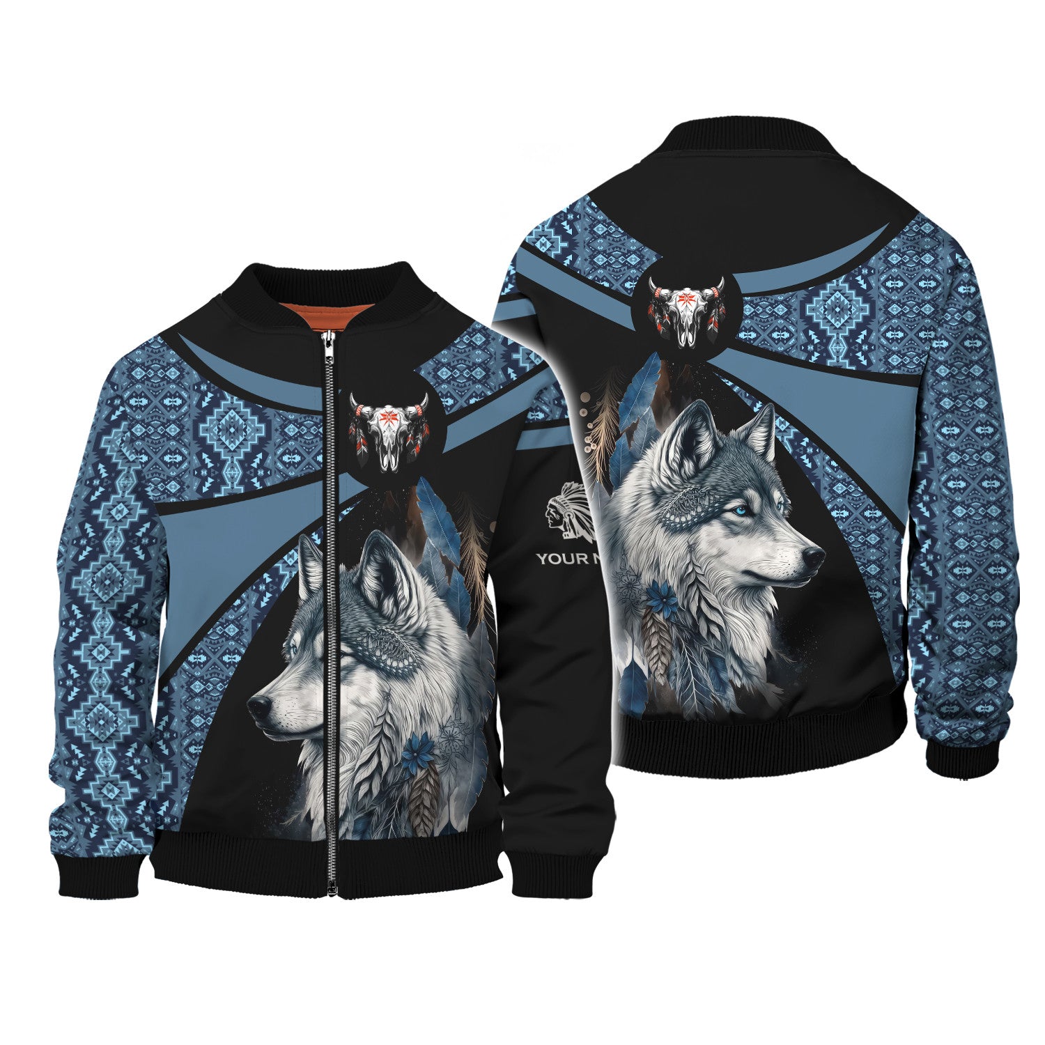 Native American Wolf Custom Name Zipper Hoodie Native Pride Personalized Shirts