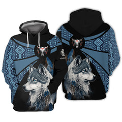 Native American Wolf Custom Name Zipper Hoodie Native Pride Personalized Shirts