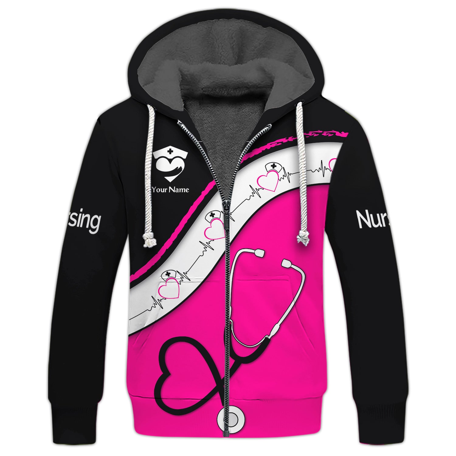 Custom Name Nursing 3D Zipper Hoodie Personalized Gift For Nurses