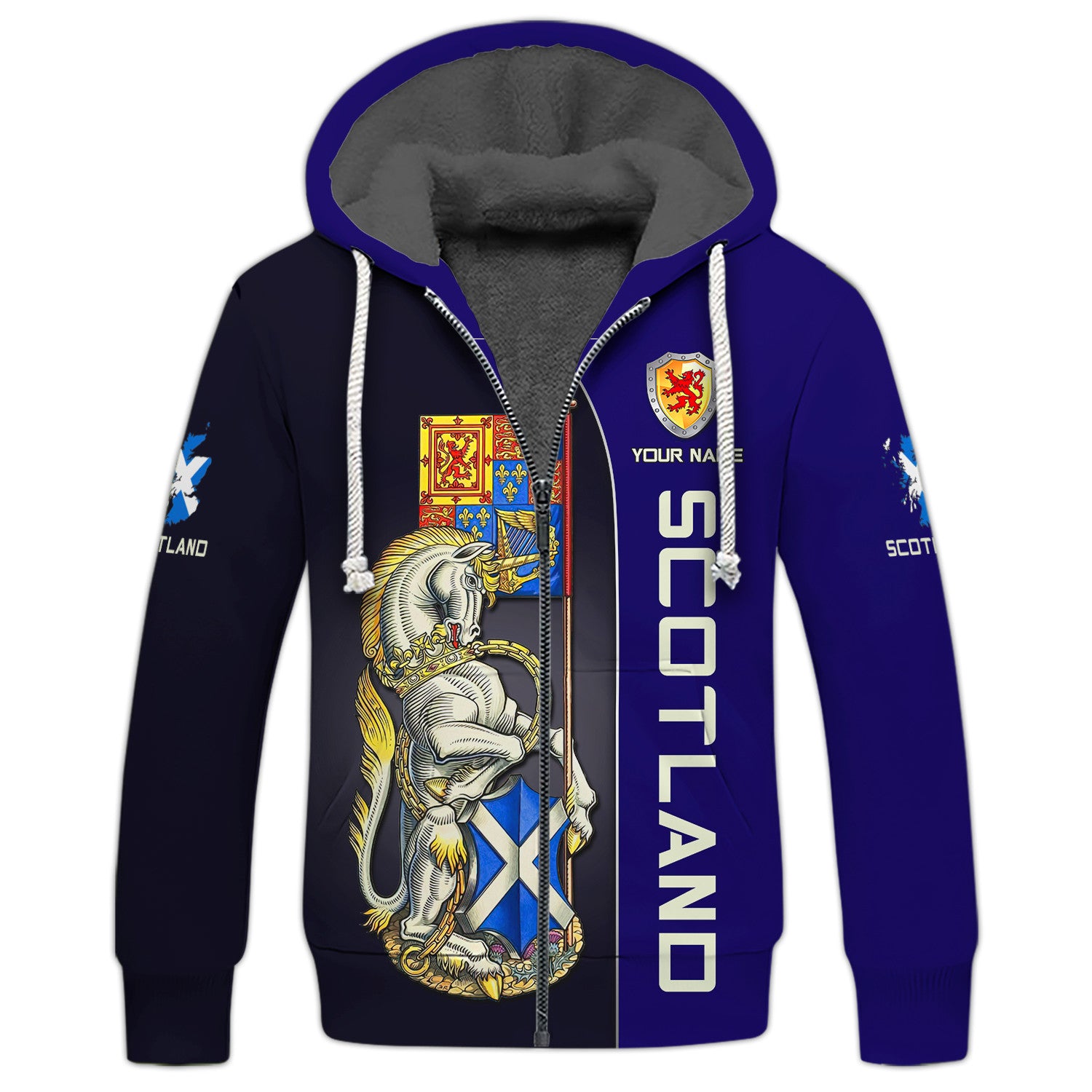 Scotland Custom Name 3D Zipper Hoodie Gift For Scotland Lovers