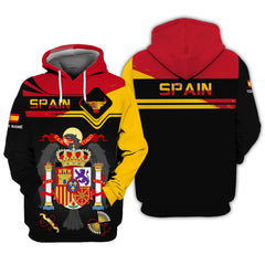 Custom Name Spain 3D Zipper Hoodie Personalized Name Gift For Spain Lovers