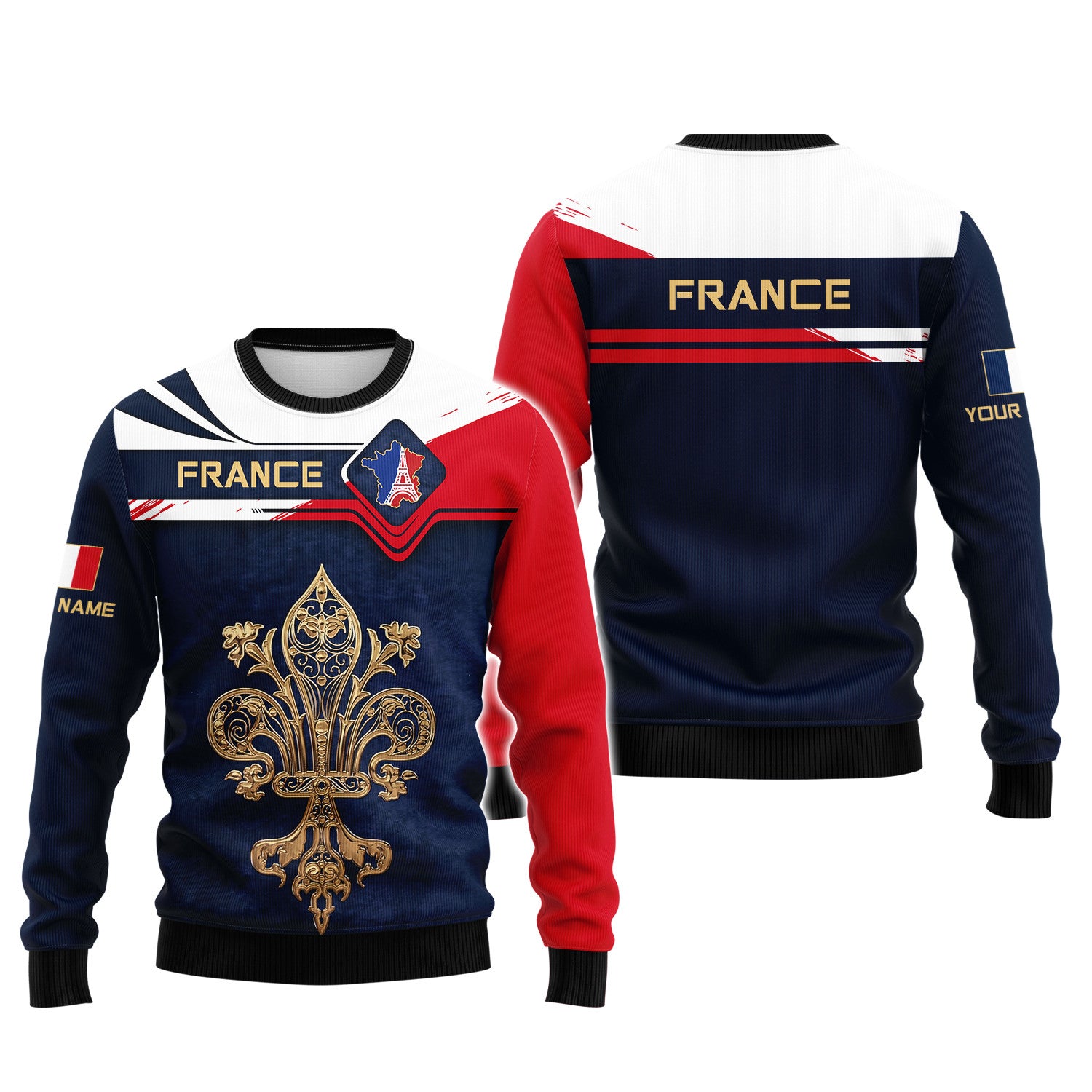 France Personalized Name 3D Zipper Hoodie Custom Gift For France Lovers