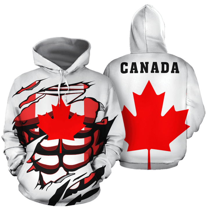 Canada In Me All-Over Printed White Hoodie