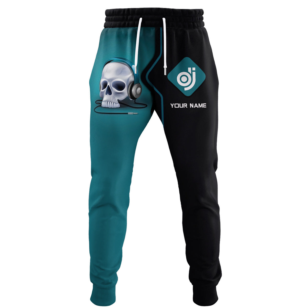 Music Skull Disc Jockey Personalized Name 3D DJs Sweatpants