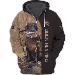 Black Labrador Duck Hunting Personalized Name 3D T Shirt