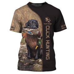 Black Labrador Duck Hunting Personalized Name 3D T Shirt