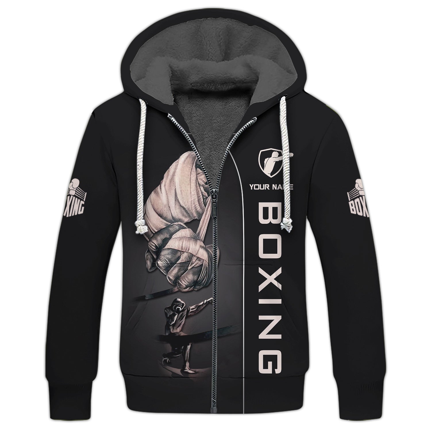 Personalized Boxing 3D Zipper Hoodie Boxing Zipper Hoodie Gifts for Boxing Lovers