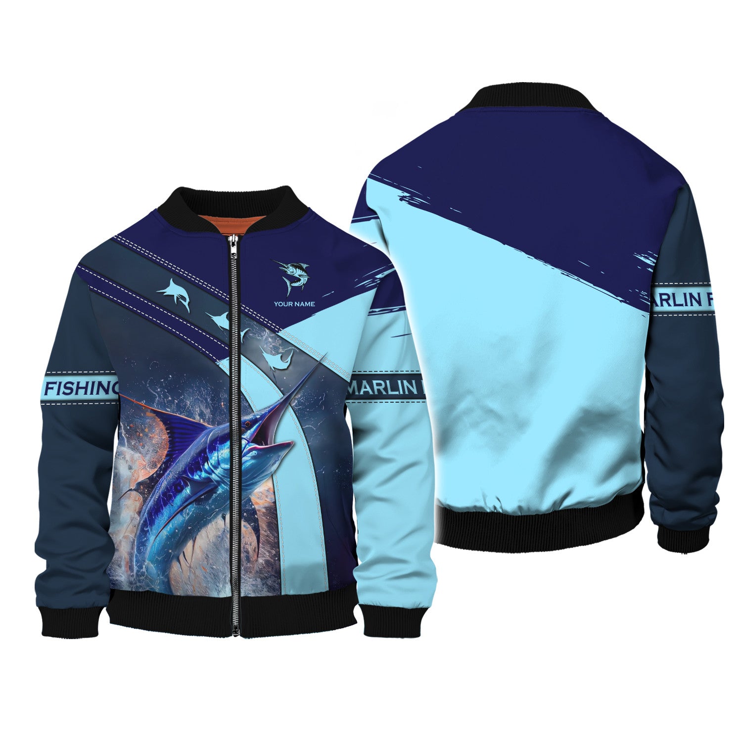 Marlin Fishing Personalized Name 3D Zipper Hoodie Custom Gift For Marlin Fising Lovers