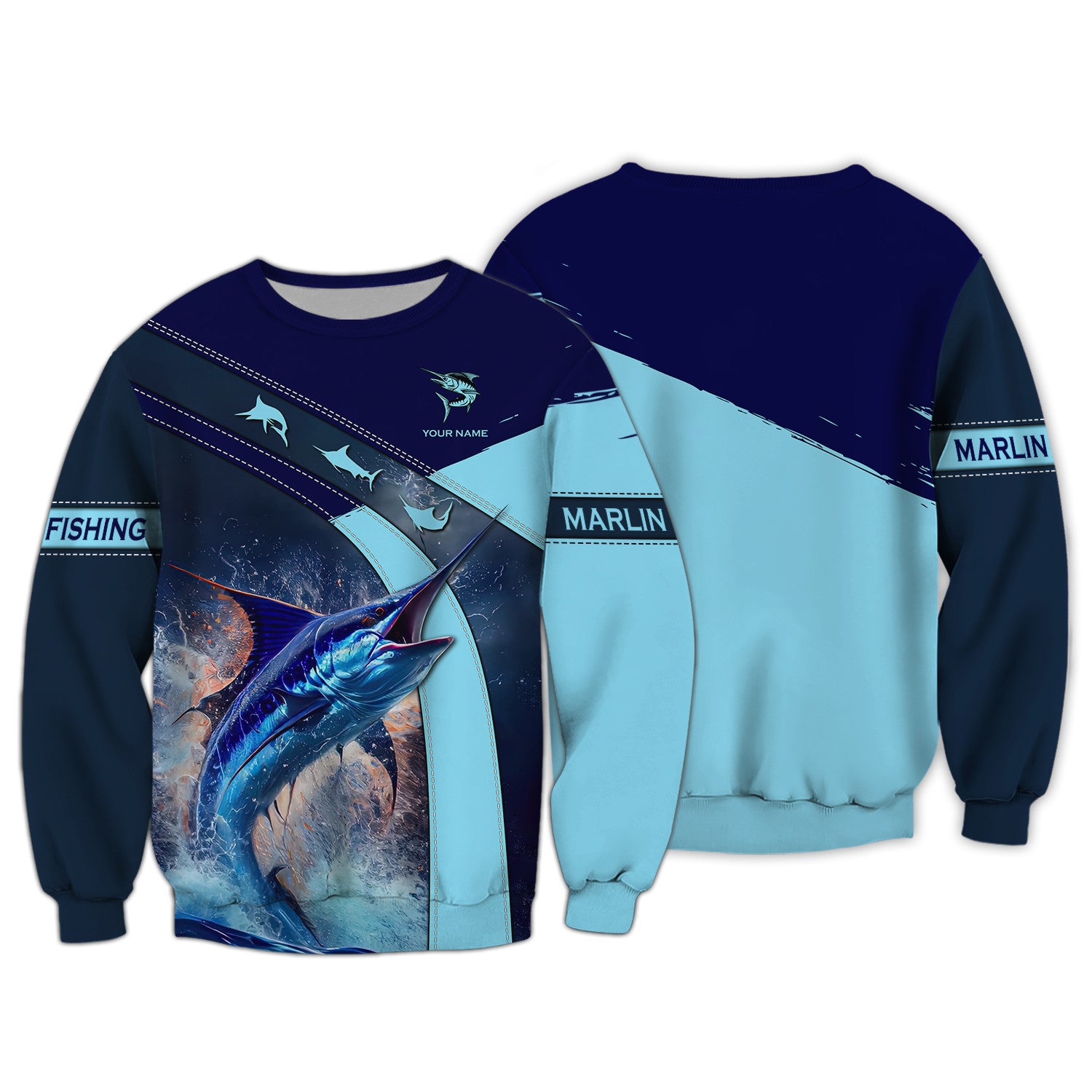 Marlin Fishing Personalized Name 3D Zipper Hoodie Custom Gift For Marlin Fising Lovers