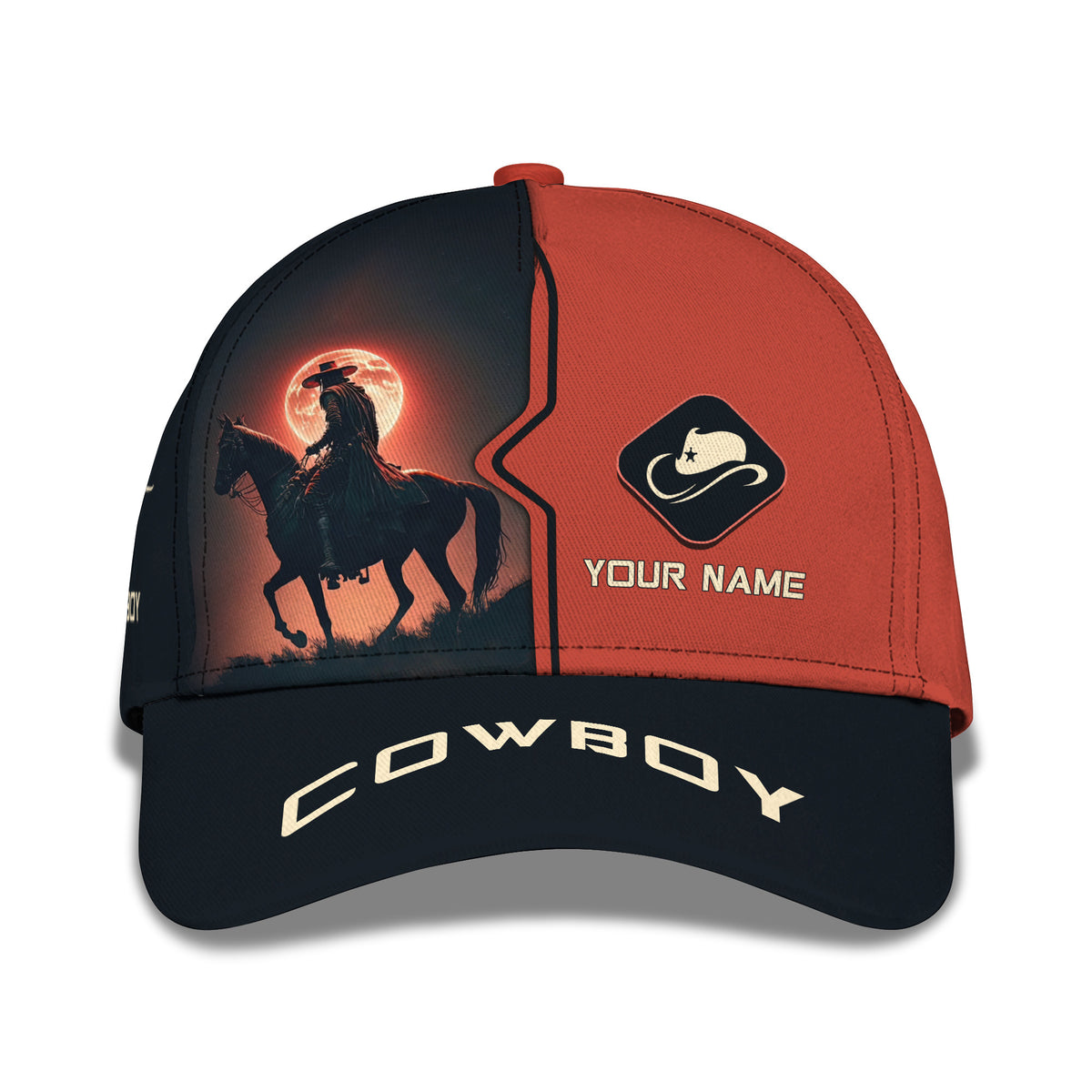 Cowboy With Horse Under The Moonlight Personalized Name 3D Classic Cap