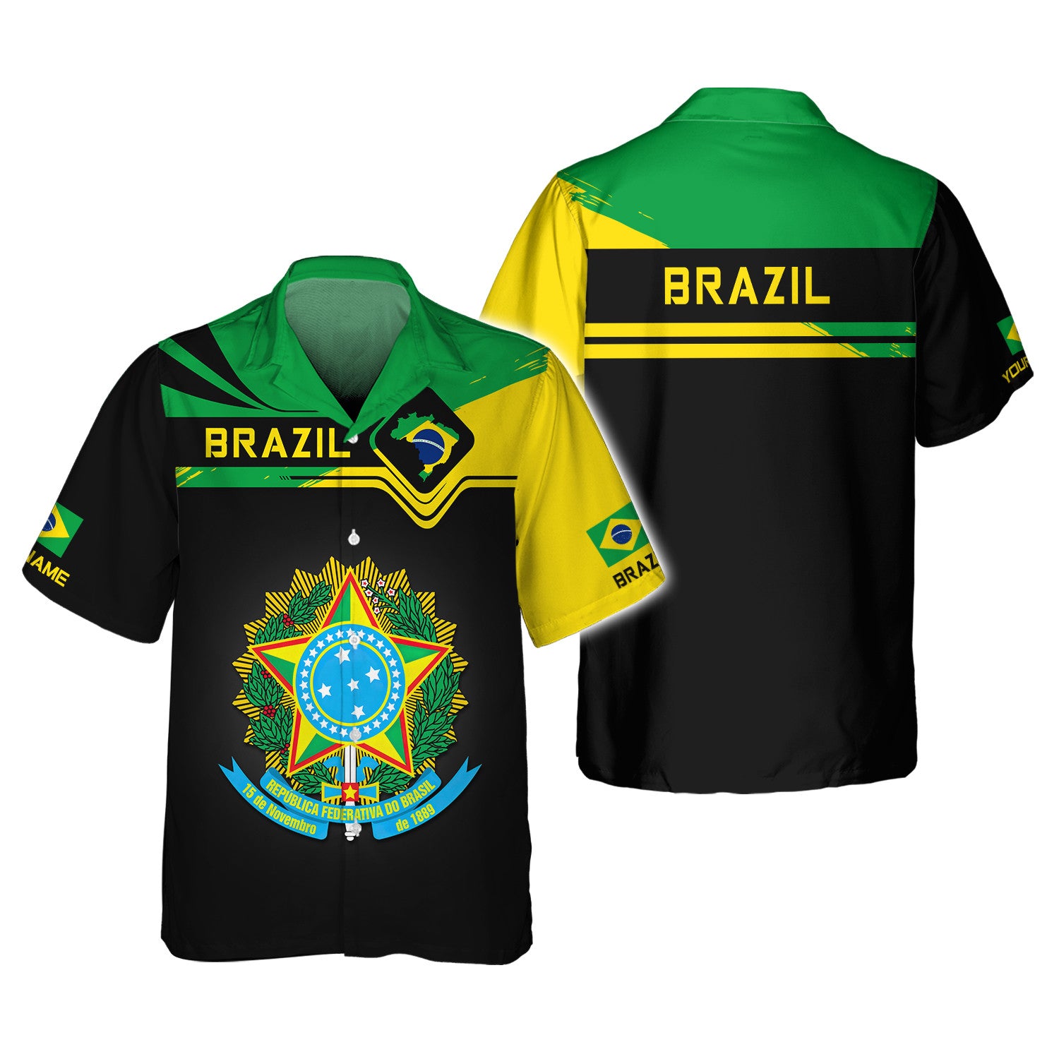 Custom Name 3D Brazil Zipper Hoodie Personalized Gift For Brazil Lovers