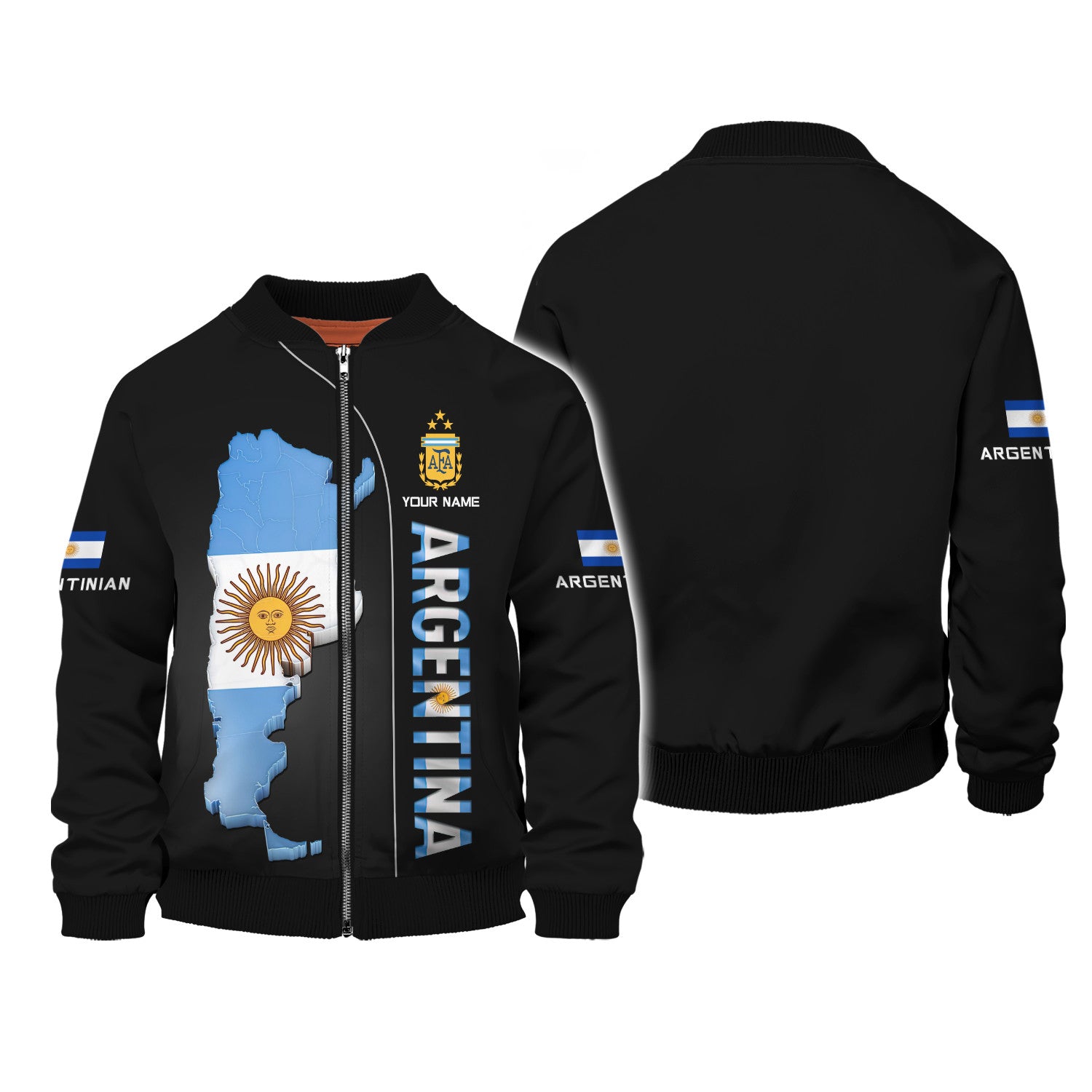 Argentina Personalized Name 3D Zipper Hoodie Custom Name Gift For Argentina Lovers