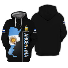 Argentina Personalized Name 3D Zipper Hoodie Custom Name Gift For Argentina Lovers