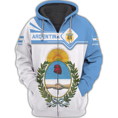 Custom Name 3D Argentina Zipper Hoodie Personalized Gift For Argentina Lovers