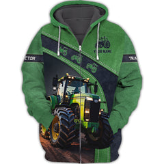 Tractor Personalized Name 3D Zipper Hoodie John Deere Gift For Jeep Lovers