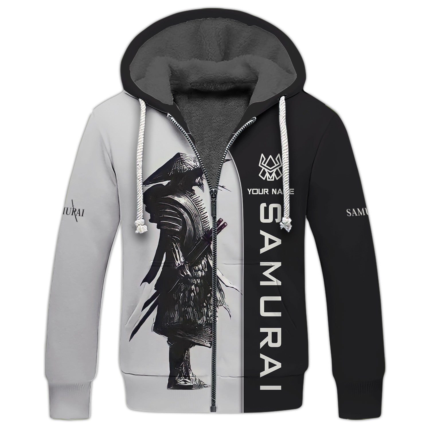 Samurai Personalized Name 3D Zipper Hoodie Custom Gift For Samurai Lovers