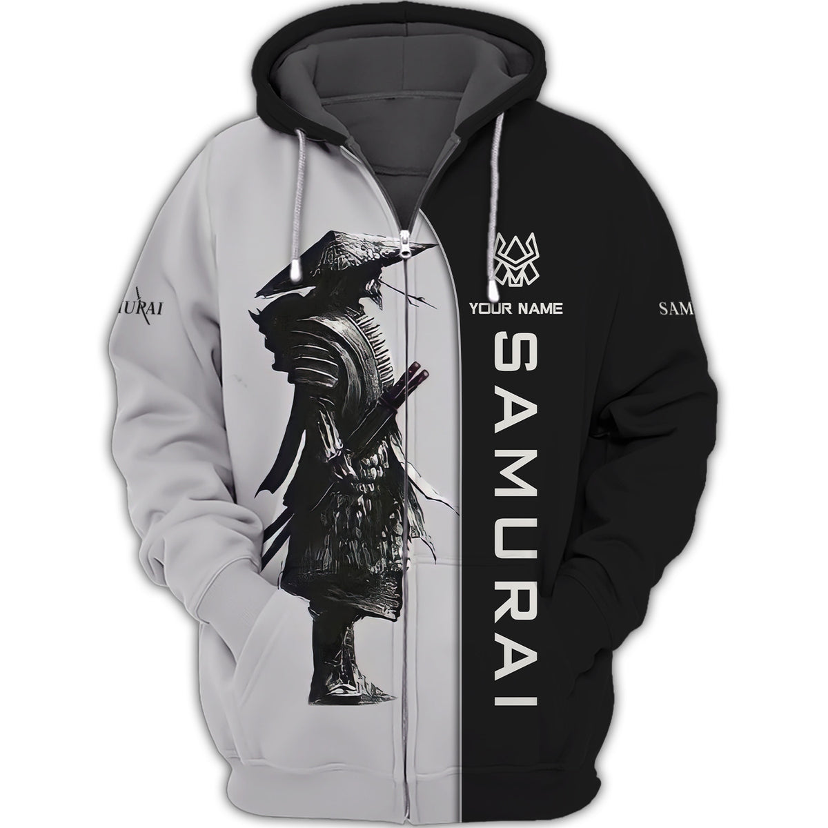 Samurai Personalized Name 3D Zipper Hoodie Custom Gift For Samurai Lovers