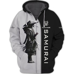 Samurai Personalized Name 3D Zipper Hoodie Custom Gift For Samurai Lovers