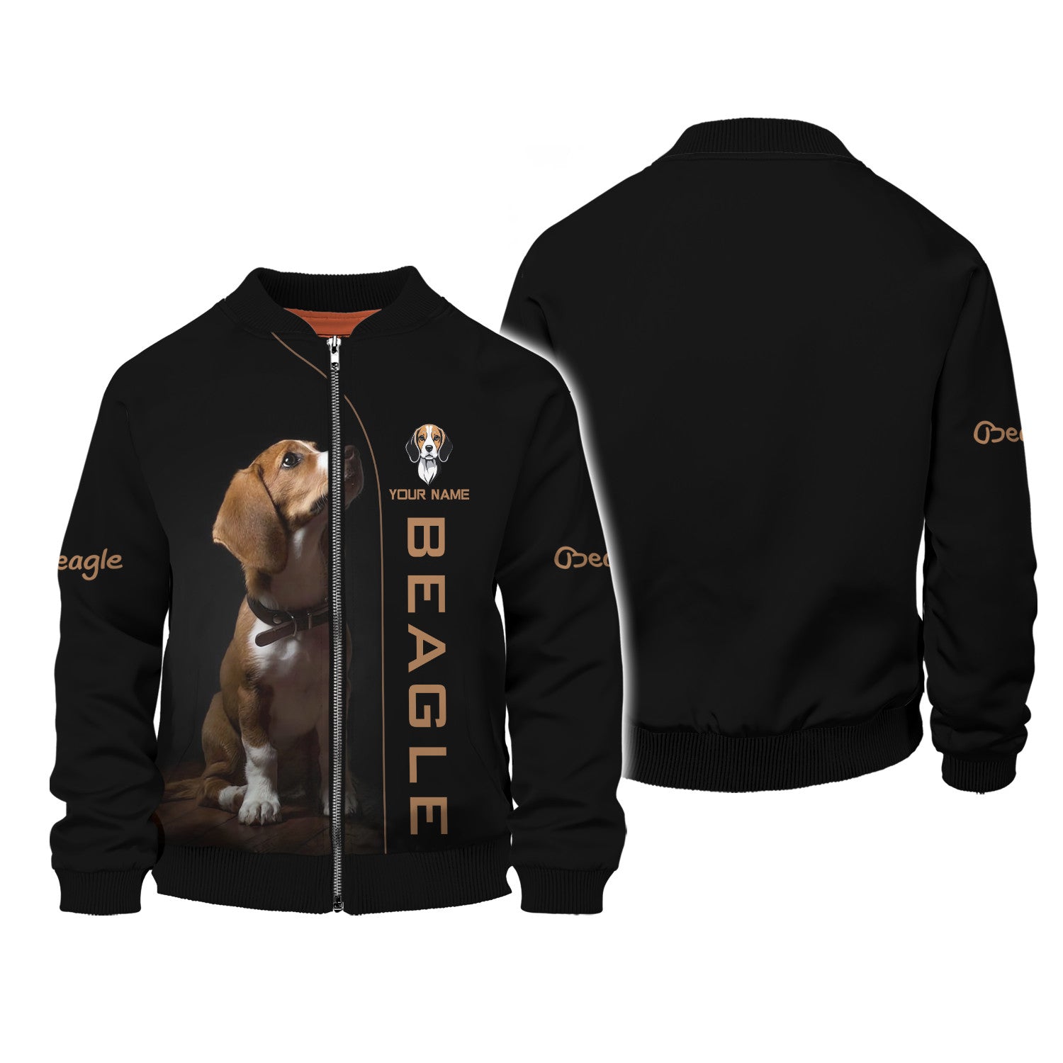 Custom Name 3D Beagle Zipper Hoodie Beagle Personalized Name Zipper Hoodie For Beagle Lovers