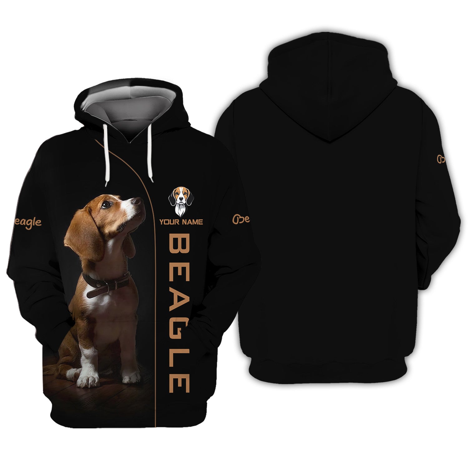 Custom Name 3D Beagle Zipper Hoodie Beagle Personalized Name Zipper Hoodie For Beagle Lovers