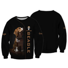 Custom Name 3D Beagle Zipper Hoodie Beagle Personalized Name Zipper Hoodie For Beagle Lovers