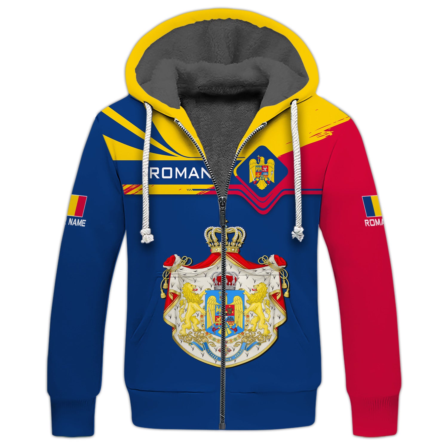 Romania Personalized Name 3D Zipper Hoodie Gift For Romania Lovers