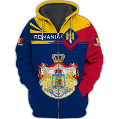 Romania Personalized Name 3D Zipper Hoodie Gift For Romania Lovers