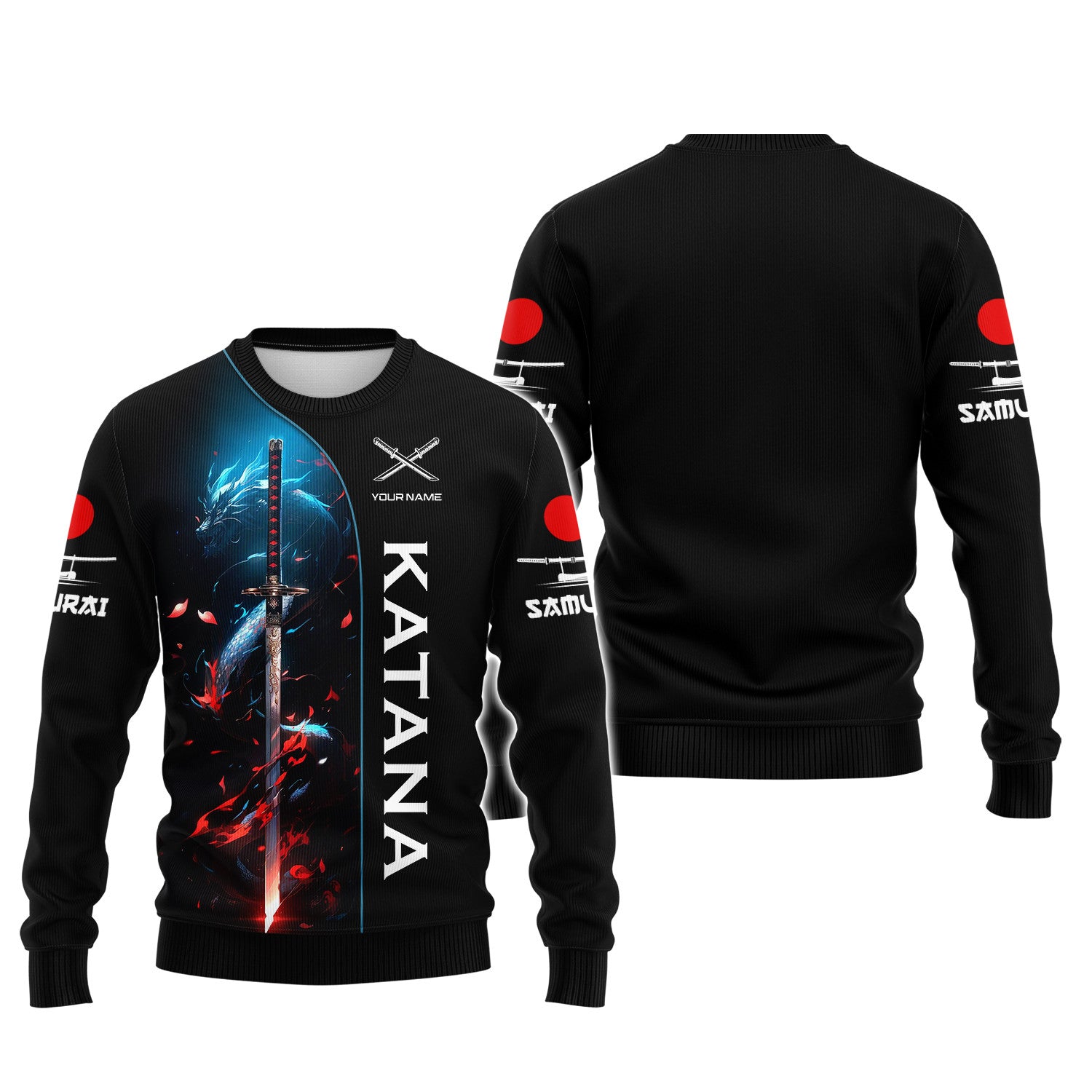 Katana Samurai Personalized Name 3D Shirt Custom Gift For Katana Lovers