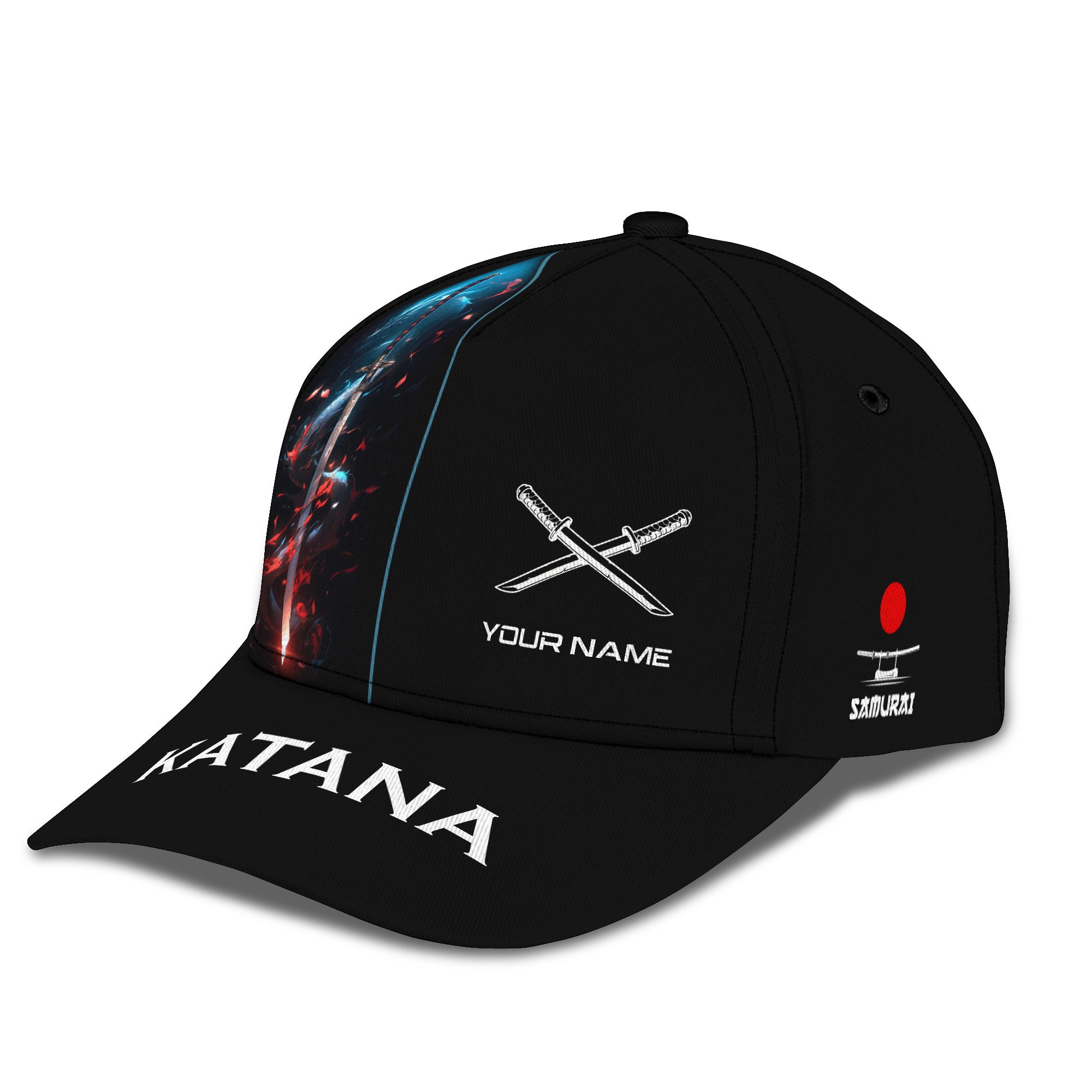 Katana Samurai Personalized Name 3D Classic Cap Custom Gift For Katana Lovers