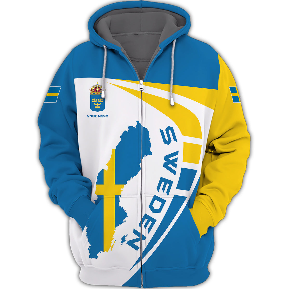 Personalized Name Sweden 3D Full Print Zipper Hoodie Gift For Sweden Lovers