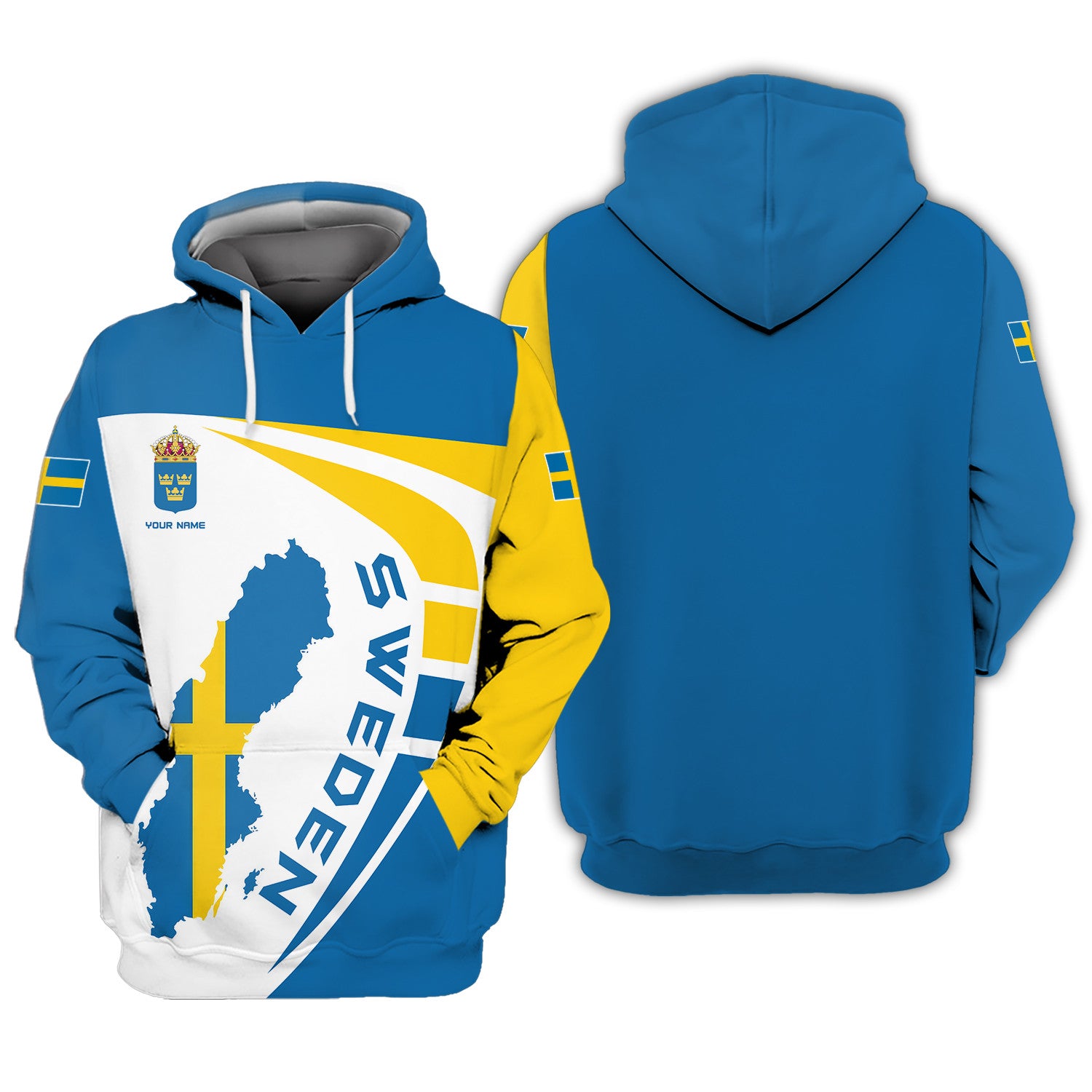 Personalized Name Sweden 3D Full Print Zipper Hoodie Gift For Sweden Lovers