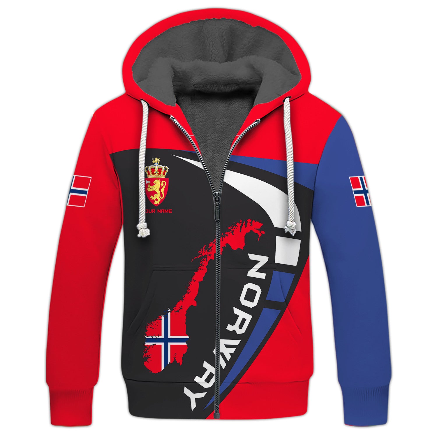 Personalized Name Norway 3D Full Print Zipper Hoodie Gift For Norway Lovers