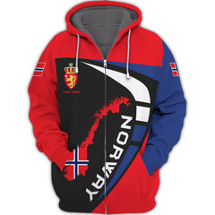 Personalized Name Norway 3D Full Print Zipper Hoodie Gift For Norway Lovers