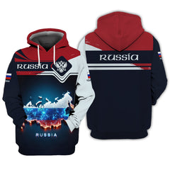 Custom Name 3D Russia Zipper Hoodie Personalized Gift For Russia Lovers