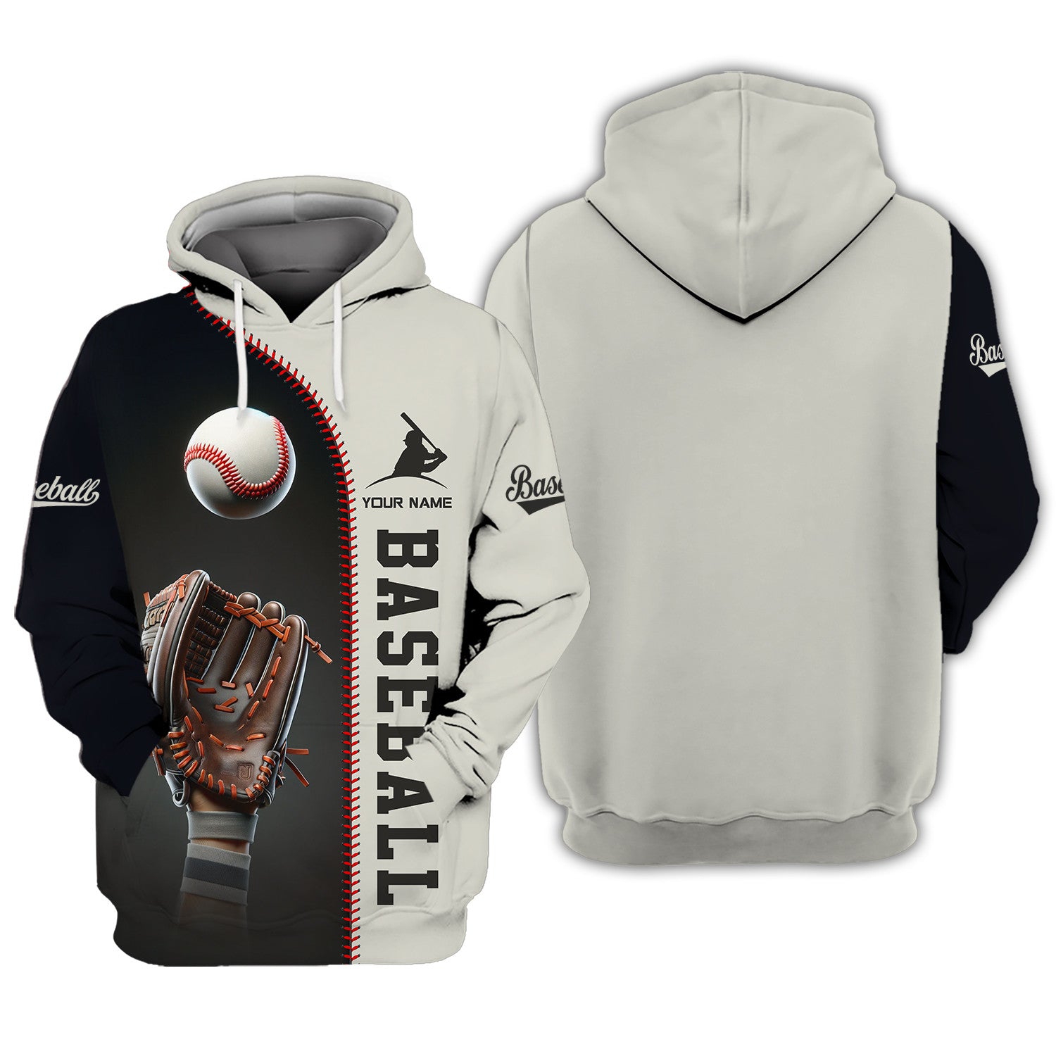 Baseball Personalized Name 3D Zipper Hoodie Custom Gift For Baseball Lovers