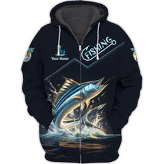 Wahoo Fishing Personalized Name 3D Zipper Hoodie Custom Gift For Wahoo Fishing Lovers