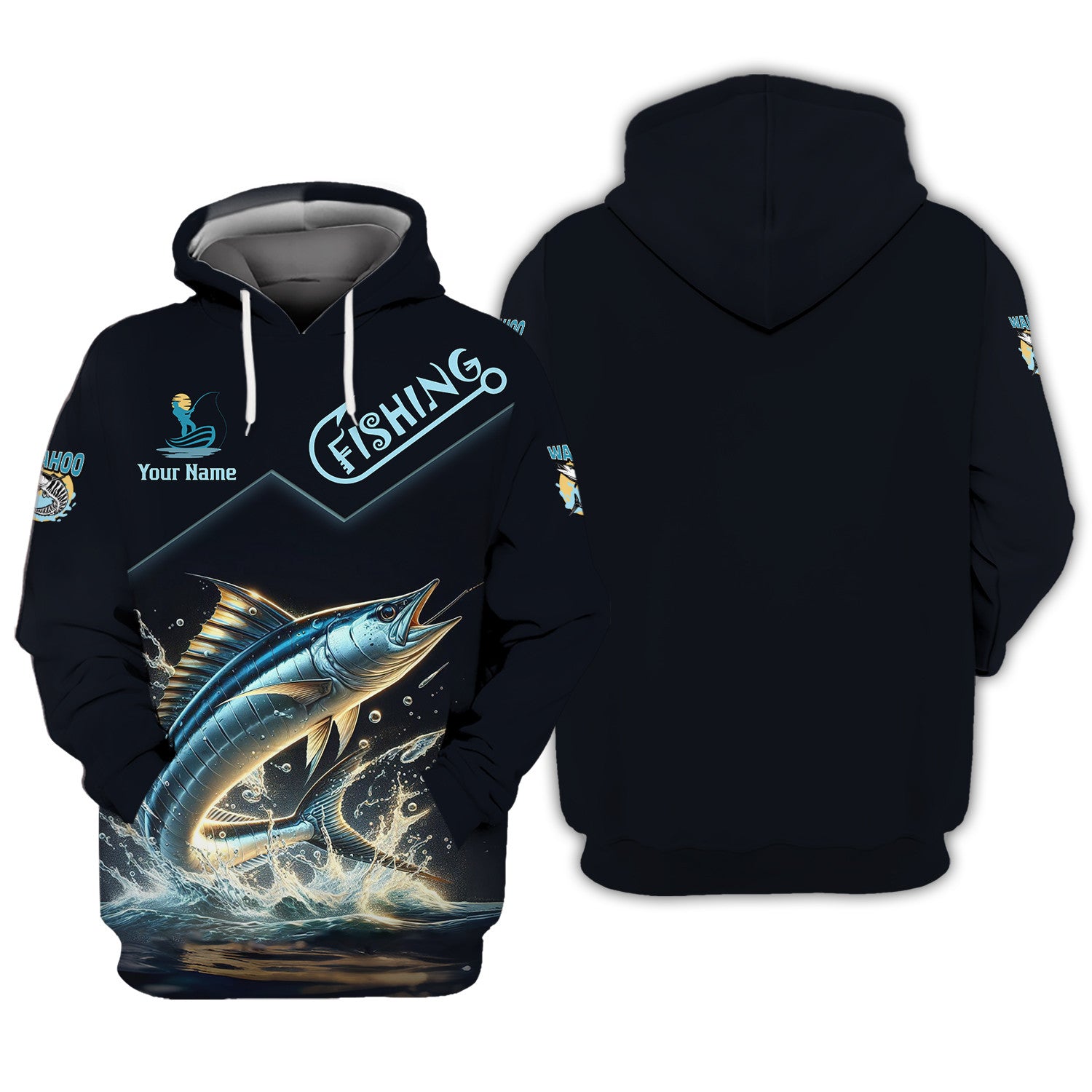 Wahoo Fishing Personalized Name 3D Zipper Hoodie Custom Gift For Wahoo Fishing Lovers