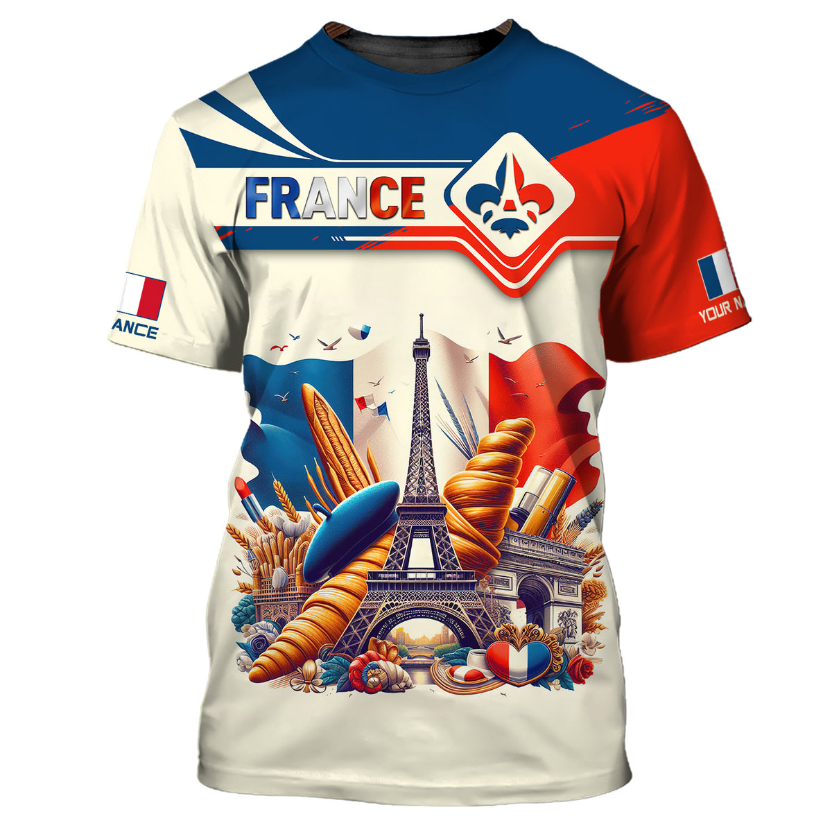 Unisex 3D France Shirt Personalized Name Gift For France Lovers