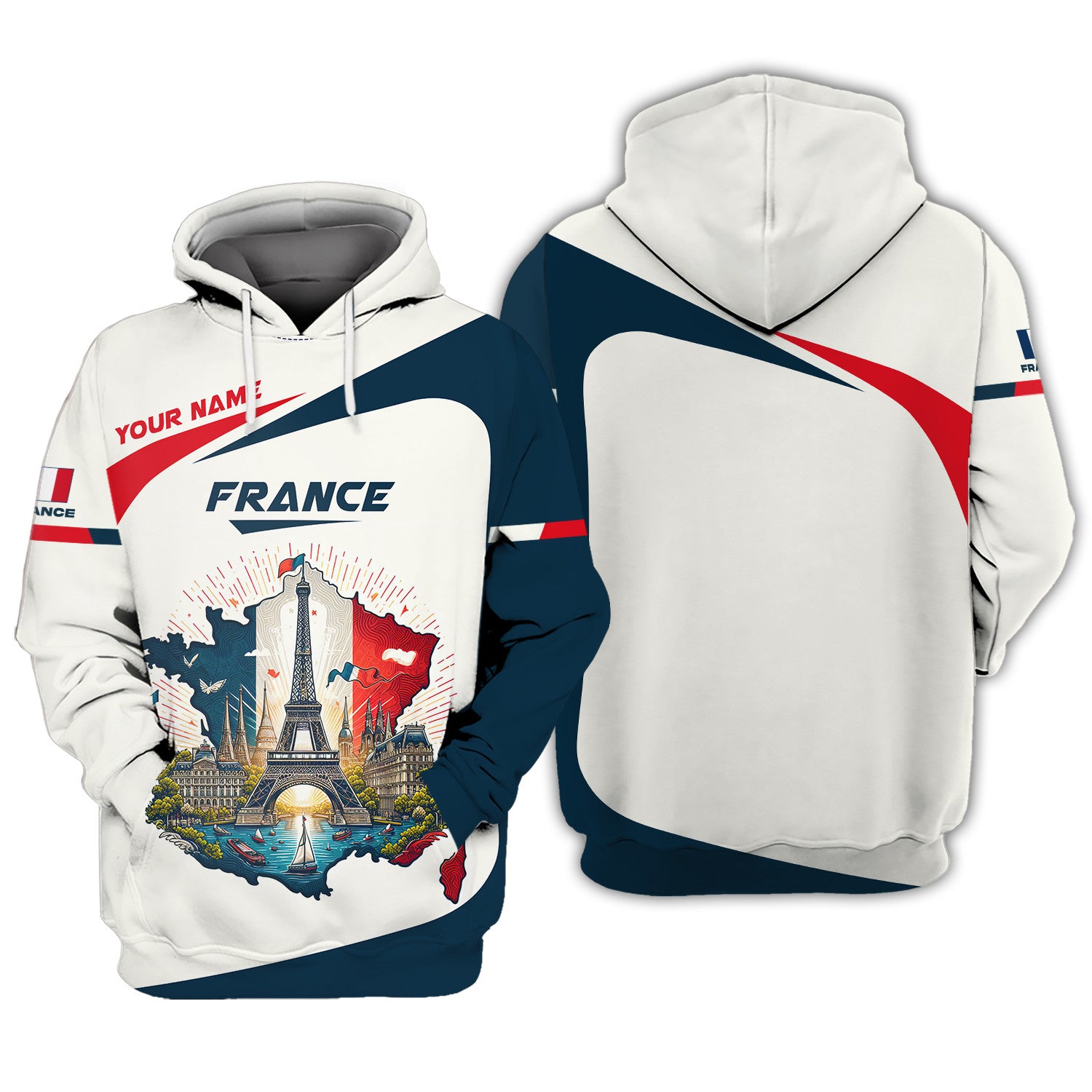 Unisex France Zipper Hoodie Custom Name 3D Full Print France Zipper Hoodie Gift For France Lovers