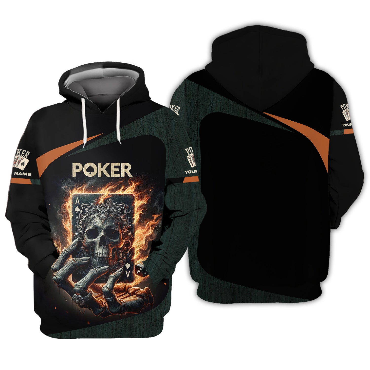 3D Full Print Poker Zipper Hoodie Personalized Name Gift For Poker Lovers