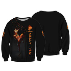 Muay Thai Fire Man Personalized Name Zipper Hoodie Gift For Muay Thai Lovers