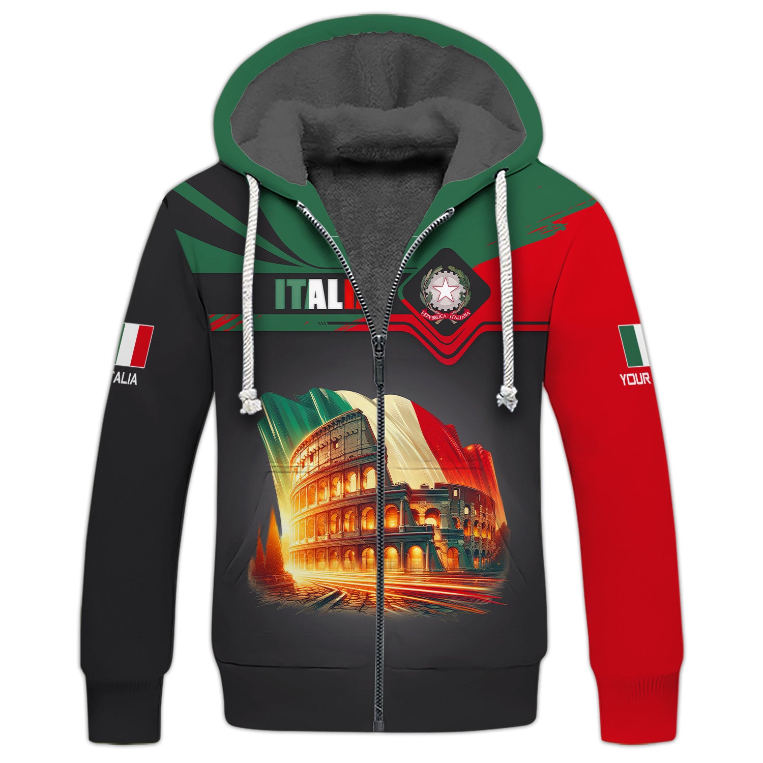 Colosseum Italy Personalized Name 3D Full Print Zipper Hoodie Gift For Italy Lovers