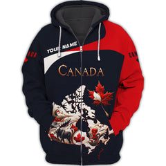 Canada Custom Name 3D Full Print Zipper Hoodie Gift For Canada Lovers