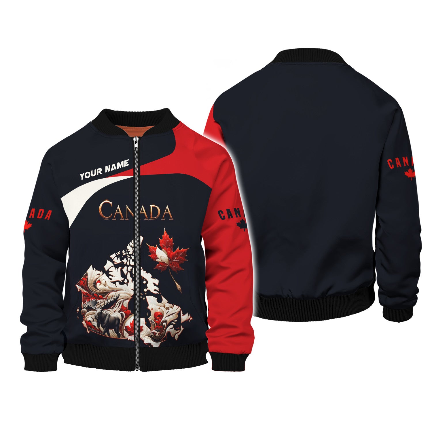 Canada Custom Name 3D Full Print Zipper Hoodie Gift For Canada Lovers