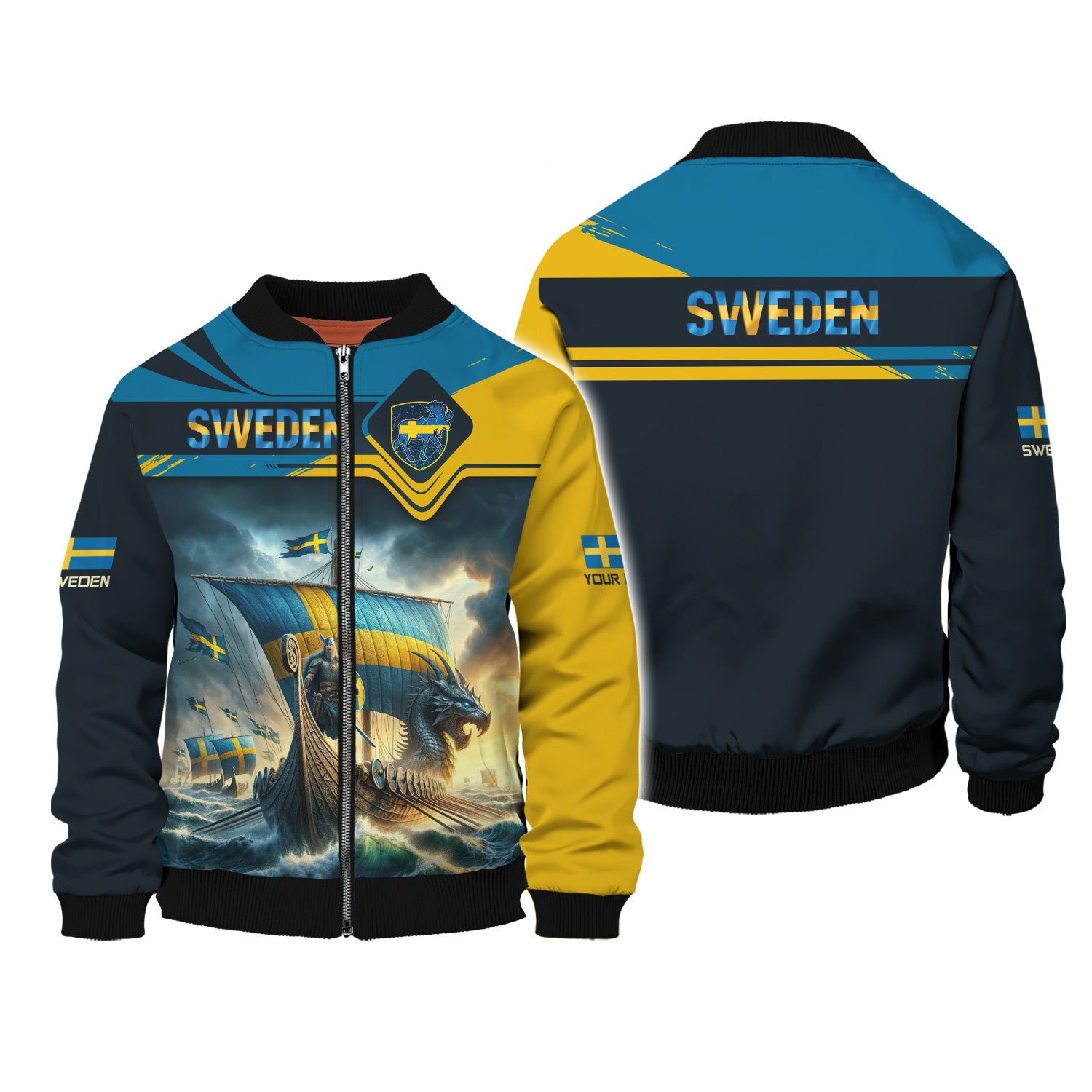 Love Sweden 3D Full Print Shirt Custom Name Gift For Sweden Lovers