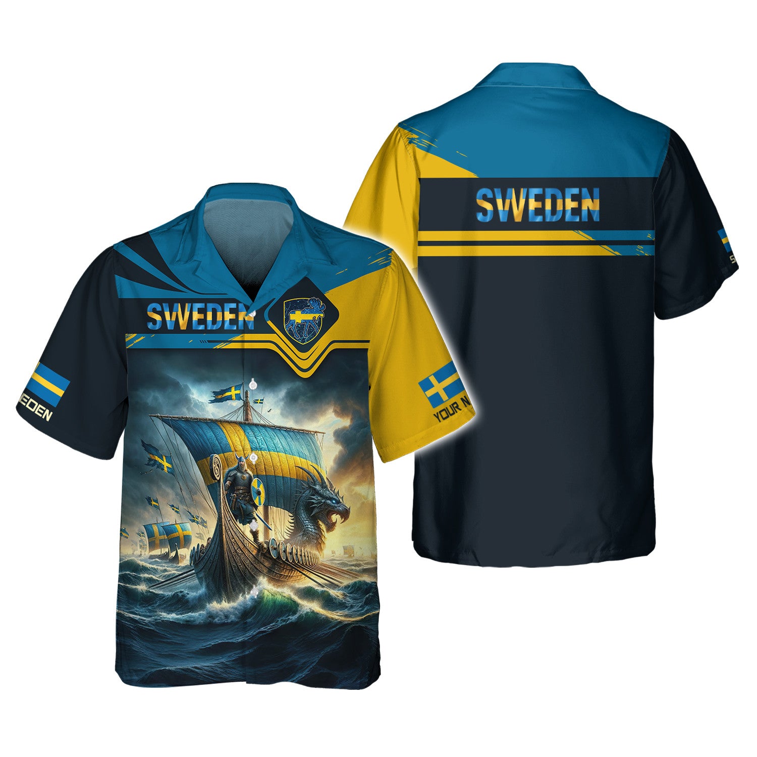 Love Sweden 3D Full Print Shirt Custom Name Gift For Sweden Lovers