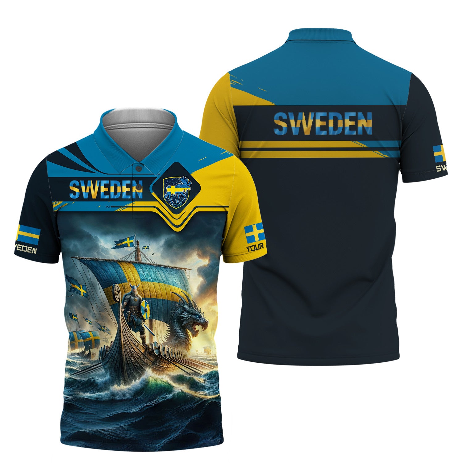 Love Sweden 3D Full Print Shirt Custom Name Gift For Sweden Lovers