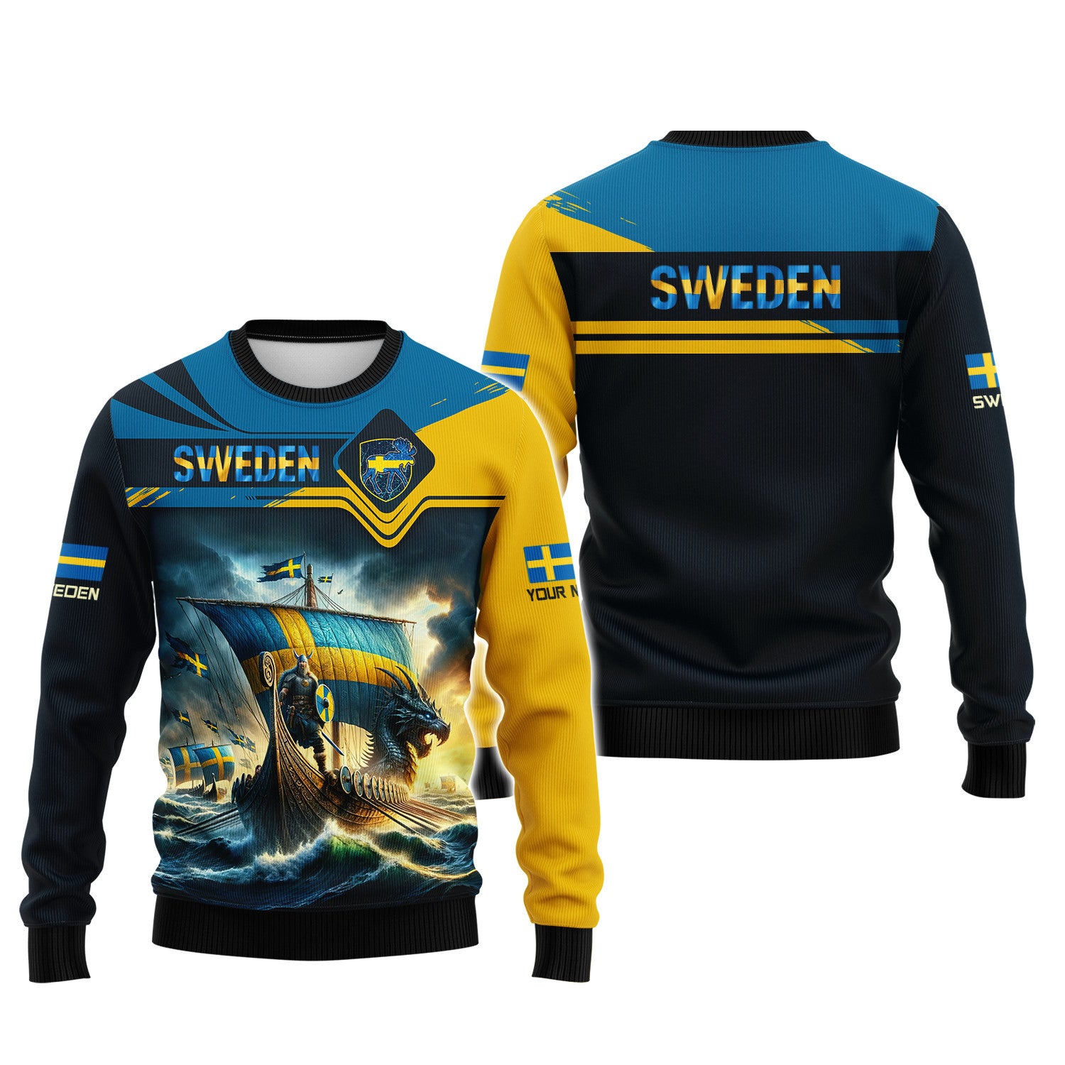 Love Sweden 3D Full Print Zipper Hoodie Custom Name Gift For Sweden Lovers